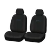 SCA Leather Look And Carbon Seat Covers Black/Blue Adjustable Headrests Airbag Compatible Front Pair Size 30A