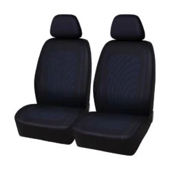 SCA Jacquard Polyester Seat Covers Black/Blue Adjustable Headrests Airbag Compatible