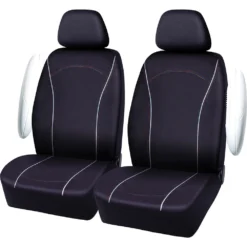 SCA Jacquard Polyester Seat Covers Black/Rainbow Adjustable Headrests Airbag Compatible -Quad Lock Case Shop SCA 633384 01 hi res