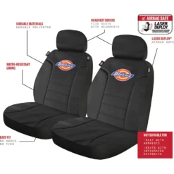 Dickies Polyester OG Logo Seat Covers Black Adjustable Headrests Airbag Compatible -Quad Lock Case Shop SCA 635167 01 hi res