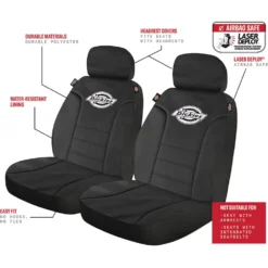 Dickies Polyester OG Black/White Logo Seat Covers Black Adjustable Headrests Airbag Compatible -Quad Lock Case Shop SCA 635168 01 hi res