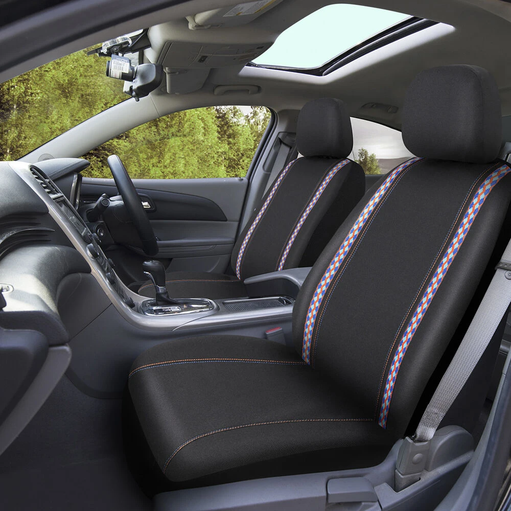 SCA Polyester Braid Seat Covers Black/Blue/Orange Adjustable Headrests Airbag Compatible 4 SCA Polyester Braid Seat Covers Black/Blue/Orange Adjustable Headrests Airbag Compatible - Image 2