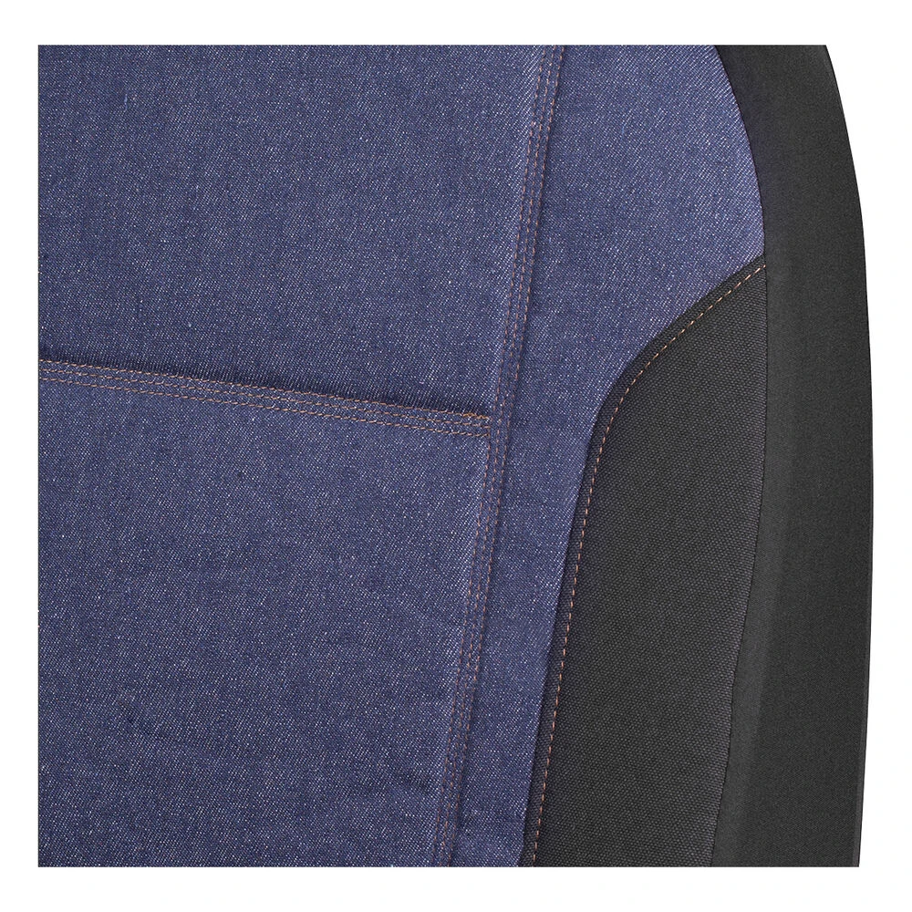 SCA Denim & Twill Polyester Seat Covers Black/Blue Adjustable Headrests Airbag Compatible 5 SCA Denim & Twill Polyester Seat Covers Black/Blue Adjustable Headrests Airbag Compatible - Image 3