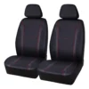 SCA Sports Leather Look & Carbon Seat Covers Black/Red Adjustable Headrests Airbag Compatible