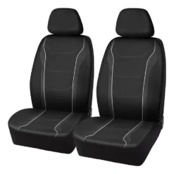 SCA Sports Leather Look & Carbon Seat Covers Black Adjustable Headrests Airbag Compatible