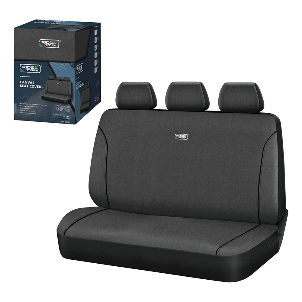 Ridge Ryder Canvas Seat Cover Charcoal/Black Piping Adjustable Headrests Rear Seat 06H 7 Ridge Ryder Canvas Seat Cover Charcoal/Black Piping Adjustable Headrests Rear Seat 06H - Image 5