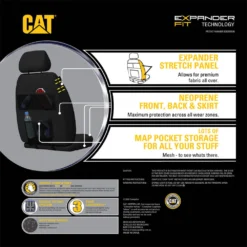 Caterpillar Neoprene Seat Covers Black Adjustable Headrests Size 30 Front Pair Airbag Compatible -Quad Lock Case Shop SCA 639764 01 hi res