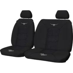 R. M. Williams R.M.Williams Woven Seat Covers Black/Grey Adjustable Headrests Size 301 Front Bucket And Bench (W/Out Cut Out) Air Bag Compatible