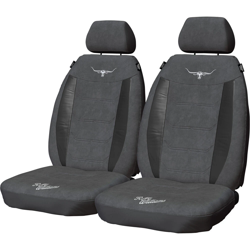R. M. Williams R.M.Williams Suede Velour Seat Covers Grey Adjustable Headrests Size 30 Front Pair Airbag Compatible 3 R. M. Williams R.M.Williams Suede Velour Seat Covers Grey Adjustable Headrests Size 30 Front Pair Airbag Compatible