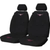 R. M. Williams R.M.Williams Jillaroo Suede Velour Seat Covers Black/Pink Adjustable Headrests Size 30 Front Pair Airbag Compatible -Quad Lock Case Shop SCA 639773 hi res