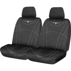 R. M. Williams R.M. Williams Canvas Seat Cover Black Adjustable Headrests Size 30 Front Pair Airbag Compatible