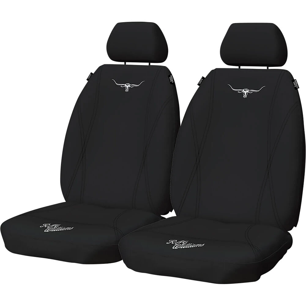 R. M. Williams R.M. Williams Neoprene Seat Cover Black Adjustable Headrests Size 30 Front Pair Airbag Compatible 3 R. M. Williams R.M. Williams Neoprene Seat Cover Black Adjustable Headrests Size 30 Front Pair Airbag Compatible