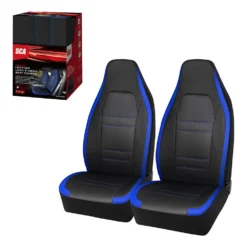 SCA Racing Leather Look & Mesh Seat Covers Black/Blue Adjustable Headrests Airbag Compatible -Quad Lock Case Shop SCA 646495 02 hi res