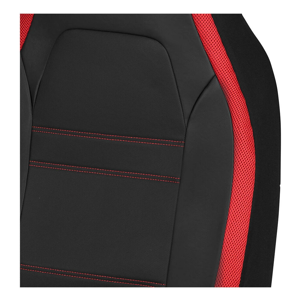 SCA Racing Leather Look & Mesh Seat Covers Black/Red Adjustable Headrests Airbag Compatible 5 SCA Racing Leather Look & Mesh Seat Covers Black/Red Adjustable Headrests Airbag Compatible - Image 3