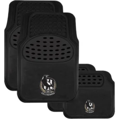 SPERLING AFL Floor Mats - Collingwood, Combo Rubber/Carpet, Black, Set Of 4