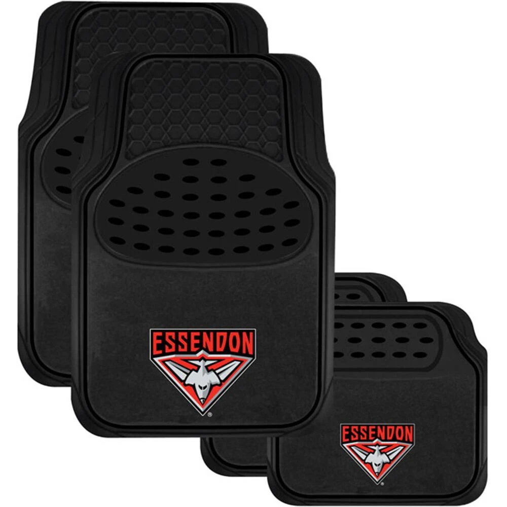 SPERLING AFL Floor Mats - Essendon, Combo Rubber/Carpet, Black, Set Of 4 3 SPERLING AFL Floor Mats - Essendon, Combo Rubber/Carpet, Black, Set Of 4