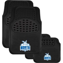 AFL Floor Mats - Kangaroos, Combo Rubber/Carpet, Black, Set Of 4
