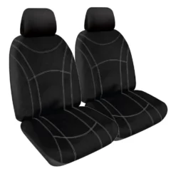 SPERLING Getaway Neoprene Ready Made Seat Covers - Rear, Black/Silver Stitch, Suits Prado
