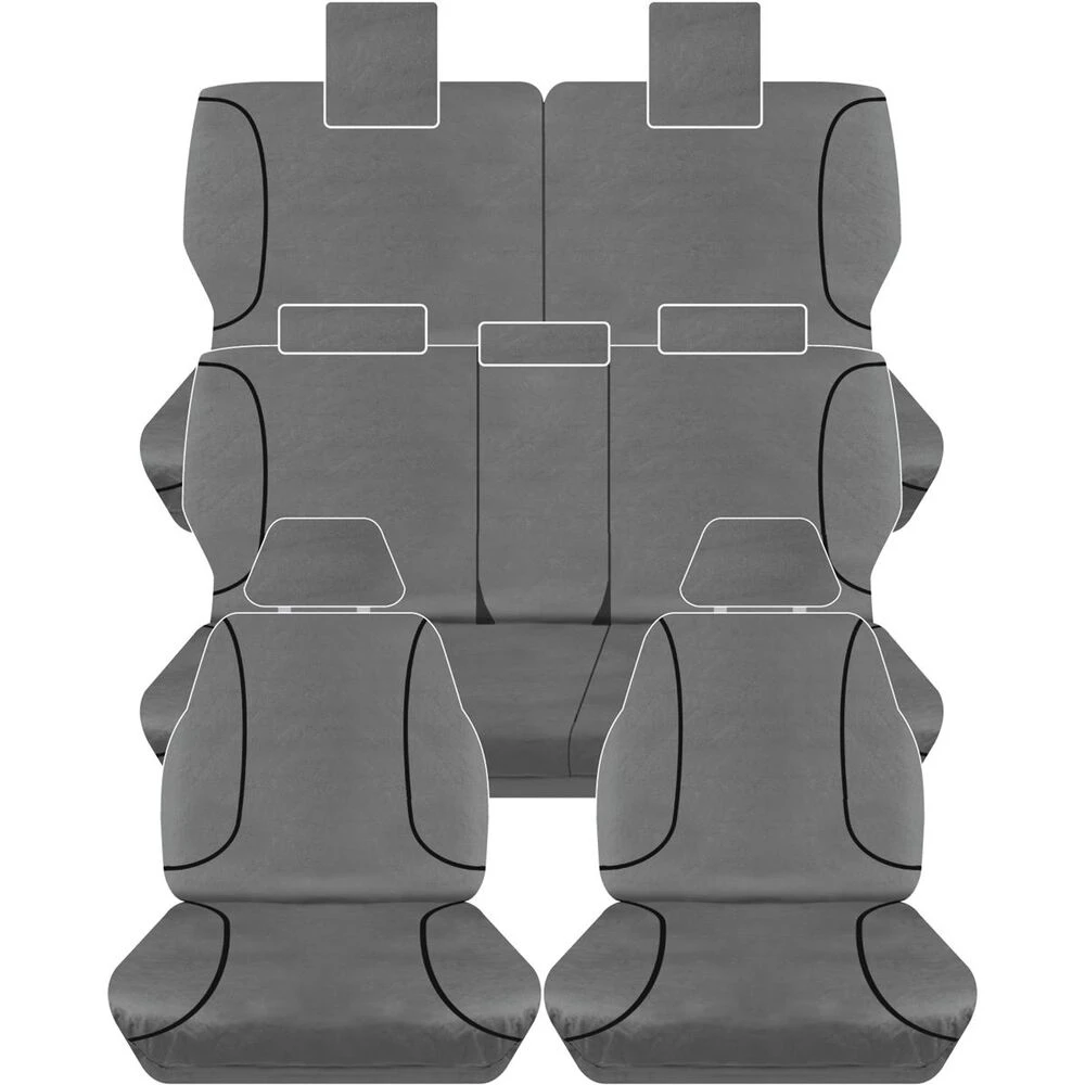 SPERLING Tradies Canvas Tailor Made Seat Cover Pack - Charcoal, Suits Toyota Prado Wagon GXL/Kakadu 3 SPERLING Tradies Canvas Tailor Made Seat Cover Pack - Charcoal, Suits Toyota Prado Wagon GXL/Kakadu