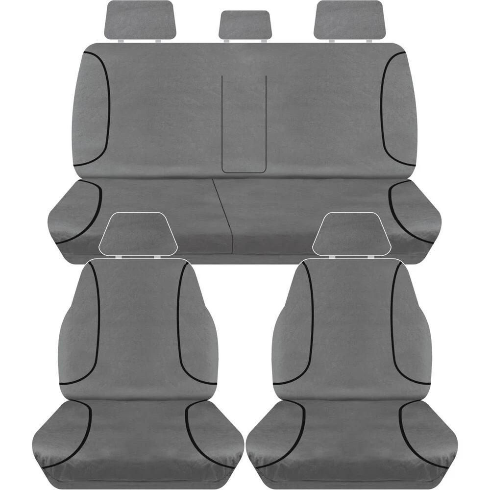 Tradies Seat Covers Tradies Canvas Tailor Made Seat Cover Pack - Charcoal, Suits Hi-Lux SR5 Dual Cab 2015+ 3 Tradies Seat Covers Tradies Canvas Tailor Made Seat Cover Pack - Charcoal, Suits Hi-Lux SR5 Dual Cab 2015+
