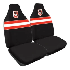 NRL Seat Covers - Dragons, Built-In Headrests, Size 60 Front Pair