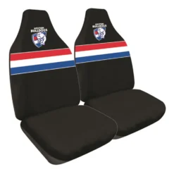 AFL Seat Covers - Bulldogs, Built-In Headrests, Size 60 Front Pair
