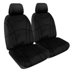 SPERLING Getaway Neoprene Ready Made Seat Covers - Front, Black/Black Stitch, Suits Sportage
